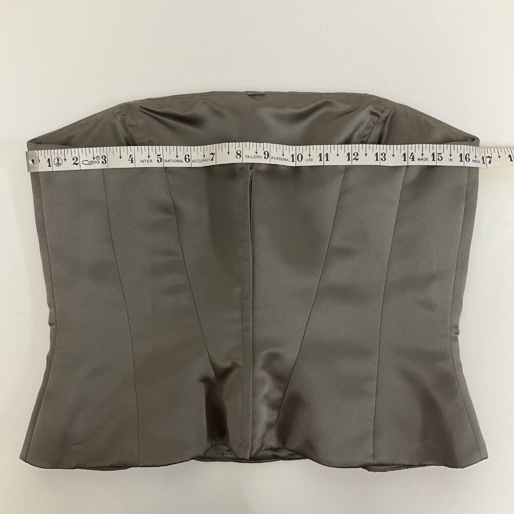 New Image Two-Piece Gray Corset Sweep Train Silk Womens Sz 10 Formal Dress Prom - Picture 9 of 16